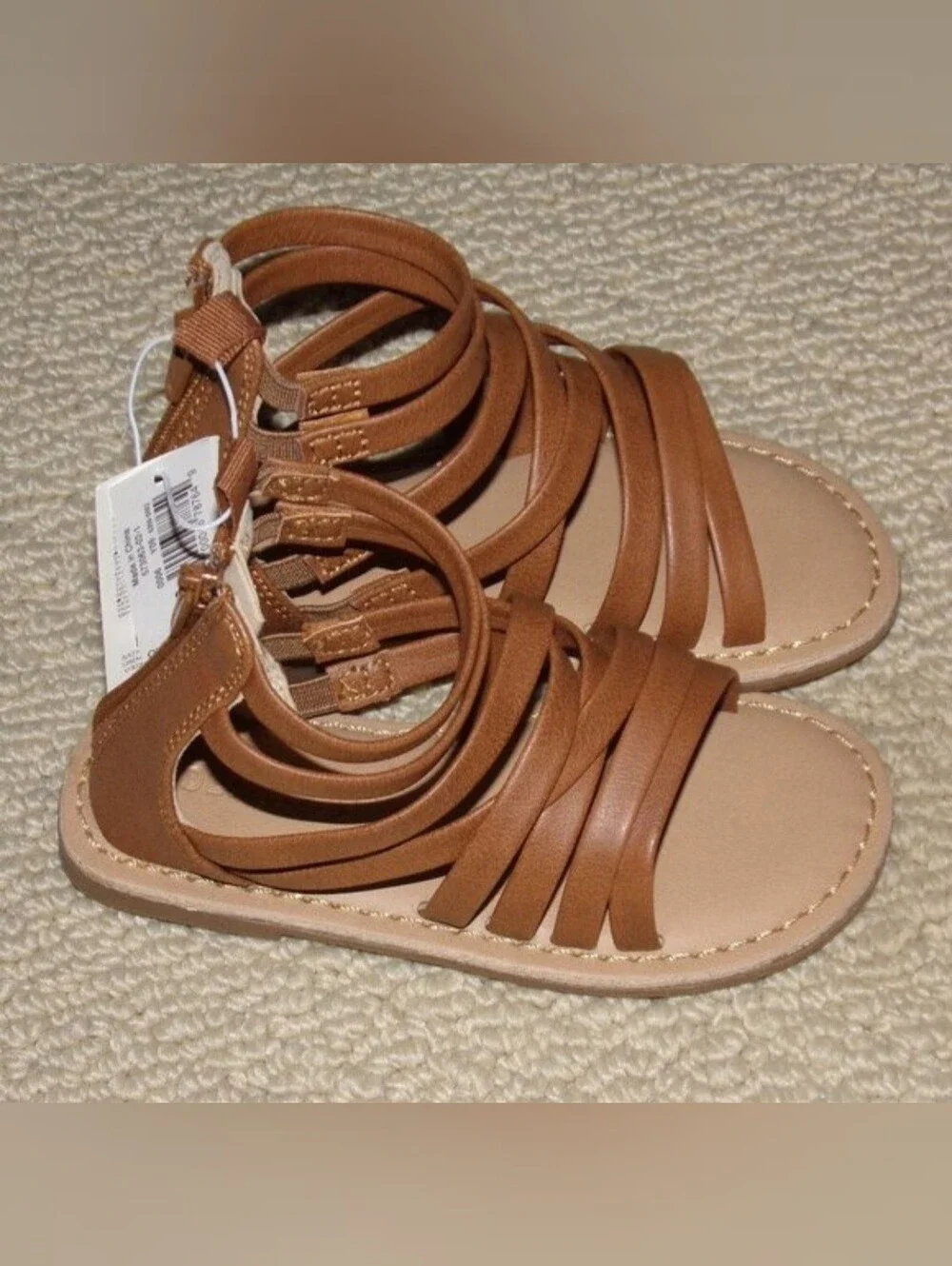 NEW GIRLS OLD NAVY BROWN GLADIATOR SANDALS SZ 6 TODDLER